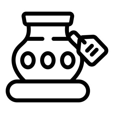 Tarihi eserlerin sergilendiği bir müzeyi temsil eden etiketli antik bir Yunan amforasının satır simgesi