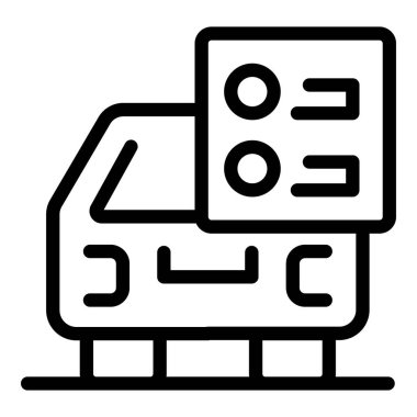 Yönlendirme ve karar verme için ai 'yi kullanan bir otomatik sürüş aracını temsil eden satır simgesi