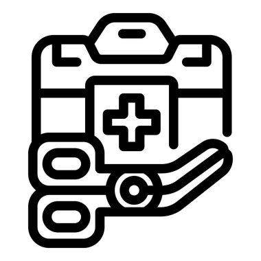 İlk yardım çantasını tutan el simgesi, acil tıbbi bakımı temsil ediyor.