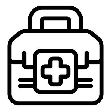 Acil tıbbi malzeme ve sağlık hizmetlerini temsil eden basit bir ilk yardım kiti simgesi.