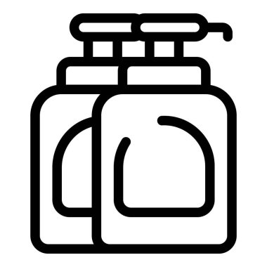 El yıkama ve hijyeni desteklemek için iki sabun dağıtıcısının basit taslak simgesi