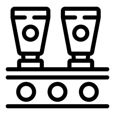 Kozmetik krem kavanozları taşıyan otomatikleştirilmiş endüstriyel üretim hattı