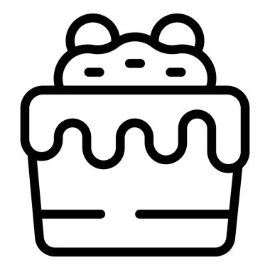 Lezzetli bir pastanın çizgi simgesi, yemek pişirme, pişirme ve hamur işleriyle ilgili projeler için mükemmel.