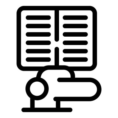 Özel bir destek yapısının üzerinde duran bir güneş panelinin çizgi sanat simgesi resmi