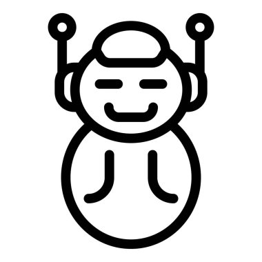Antenle gülümseyen, mutluluğu ve ulaşılabilirliği ileten basit bir robot simgesi