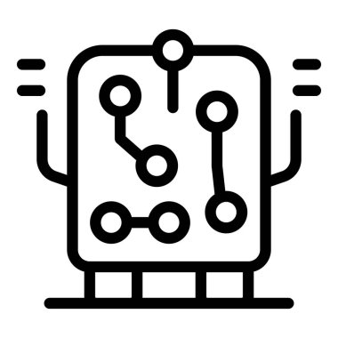 Yapay zeka kavramını temsil eden kablolu ve noktalı elektronik tahta.