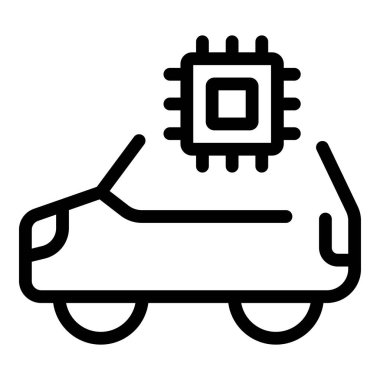 Üzerinde işlemci olan bir arabanın çizgi simgesi, Ulaşım 'da ai' yi temsil ediyor