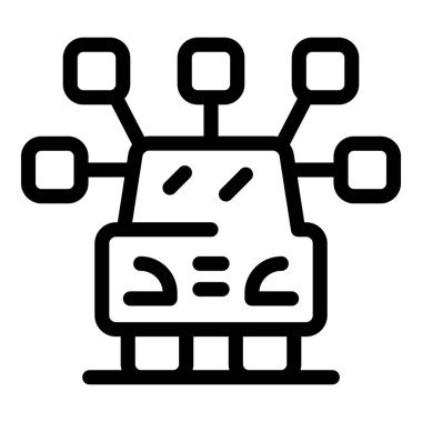 Sensör sistemi kullanarak kendi kendine giden bir aracın satır simgesi