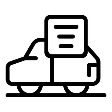 Hızlı nakliye ve online alışveriş kavramını temsil eden bir paket taşıyan bir nakliye kamyonunun siyah beyaz çizgisi sanatı
