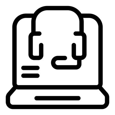 Müşteri hizmetleri kulaklığını gösteren, çevrimiçi destek ve iletişimi temsil eden basit bir dizüstü bilgisayar simgesi