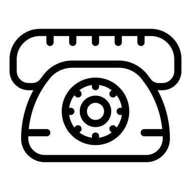 Eski bir döner telefonun basit ama anımsatıcı çizgi simgesi, klasik iletişimin özünü yakalıyor.