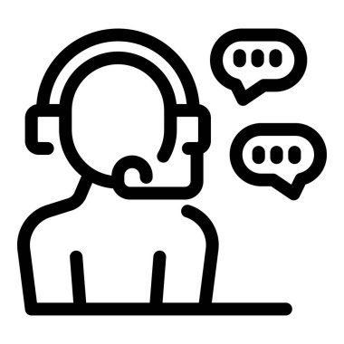 Arama merkezi operatörü mikrofonlu kulaklık kullanarak müşteriyle konuşuyor.