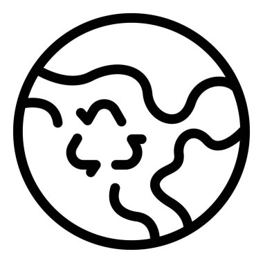 Gezegenimizi korumanın önemini vurgulayan, geri dönüşüm sembolü olan basit bir dünya çizgisi çizimi.