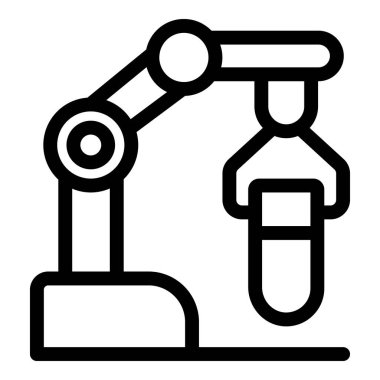 Robot kol, bilimsel araştırmalarda gelişmiş otomasyonu temsil eden test tüpünü dikkatlice manipüle ediyor.
