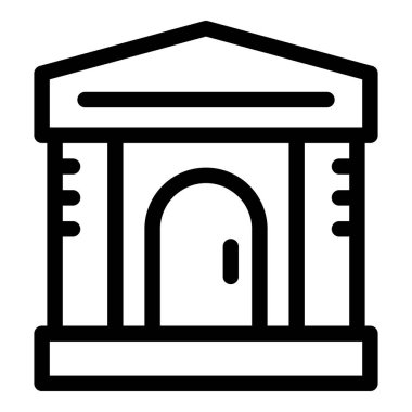 Finans ve işletmeyi temsil eden bir banka binasının basit çizgi resim simgesi