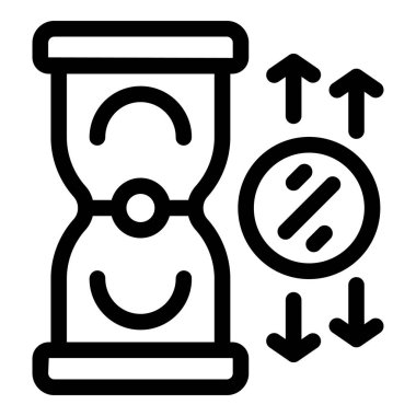 Kum saati dalgalanan faiz oranlarını ölçüyor ve oklar yukarı aşağı hareket ediyor.