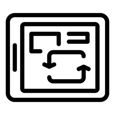 Tablet üzerindeki veri alışverişini sembolize eden yukarı ve aşağı giden oklarla veri analizi kavramı