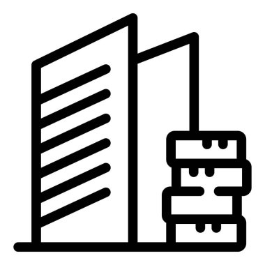 Bir sunucu üzerinde önemli dijital bilgileri depolayan bir veri merkezi binasının basit simgesi