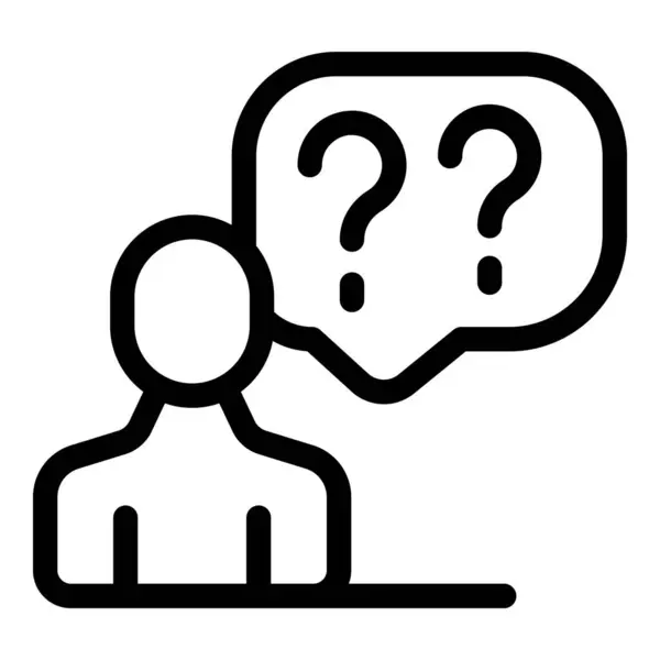 stock vector Person having questions thinking about problem solution with question marks icon