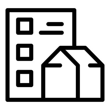 Kutuların satır resim simgesi ve bir kontrol listesi, organizasyon ve envanter yönetimini sembolize ediyor