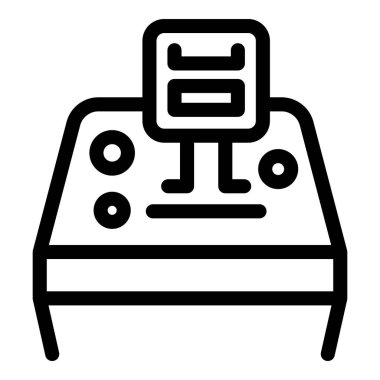 Dijital ekranında uçuş parametrelerini gösteren uzaktan kumandalı İHA 'nın çizgi simgesi, modern teknolojiyi ve insansız hava aracı operasyonunu simgeliyor.