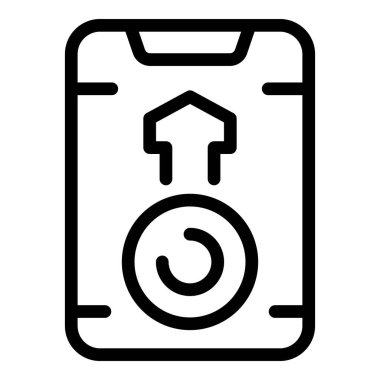 Yükleme sembolü ve ok işaretli bir ev simgesini gösteren akıllı telefon