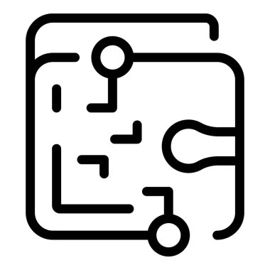 Görünür bağlantıları olan yazdırılmış devre kartının siyah beyaz simgesi