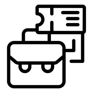 İş seyahati kavramını temsil eden uçak bileti olan basit bir evrak çantasının simgesi.