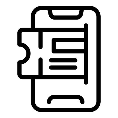 Çevrimiçi bilet gösteren akıllı telefonun simgesi, modern olay girişini ve dijital bilet sistemlerini sembolize ediyor