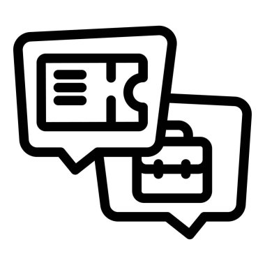 Uçuş bileti ve iş seyahatini tartışan bir evrak çantasının simgesi.