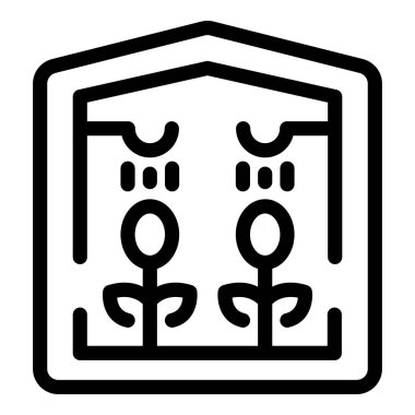 Modern teknolojiyi kullanarak çiçek yetiştiren akıllı bir çiftlik serasının basit bir simgesi