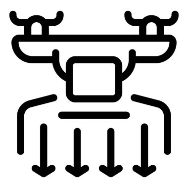 Tarımsal İHA 'lar için siyah çizgi ikonu tarım arazilerine ekin püskürtüyor