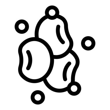 Moleküllerle birleşen kimyasal reaksiyonun siyah ana hatlı simgesi