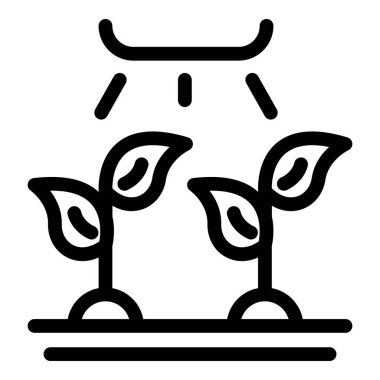 Serada büyüyen fidelerin basit bir simgesi. Büyüyen ışıklarla aydınlanıyor.