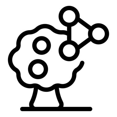 Beyin şekli olan ve ağda büyüyen bir ağacın basit çizgi simgesi