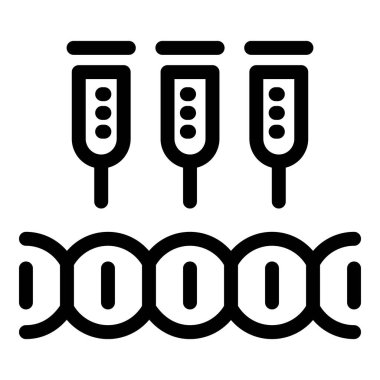 Test tüpleri kullanan ve DNA yapısını temsil eden bir gen düzenleme deneyinin simgesi