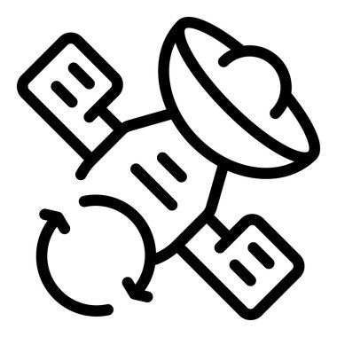 Dünya 'nın yörüngesindeki güneş panellerine sahip uzay uydusu veri sinyali gönderiyor.