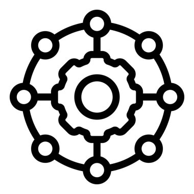 Bu simge, farklı düğümlere bağlı merkezi dişli ağ otomasyonu kavramını temsil eder