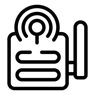 Bir kablosuz ağ yönlendiricisinin çizgi simgesi, bir sinyal yayıyor, bir anten ve ön tuşları ile