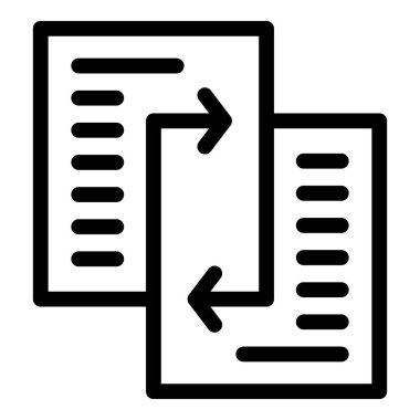 Dosya aktarımını temsil eden veri alışverişinde bulunan iki belgenin ana hatları simgesi