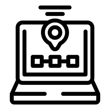 Navigasyon ve konum kavramları için GPS 'i pin ve rotayla gösteren dizüstü bilgisayar