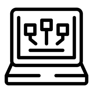 Blockchain ağ izleme sistemini gösteren basit bir dizüstü simgesi