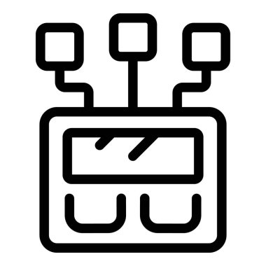 Teleferik kulübesinin basit çizgi simgesi, dağ ulaşımını ve turizmi simgeliyor.