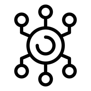 Ağ merkezi farklı düğümleri birbirine bağlıyor, veri paylaşım sistemini temsil ediyor