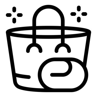 Temizlik sepetinin bir satır resim simgesi, bir kalıp sabun, web siteleri ve uygulamalar için ideal