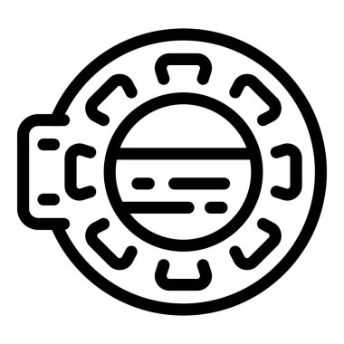 Yuvarlak bir uzay gemisinin uzay yolculuğu görüntüsü sunan siyah beyaz simgesi