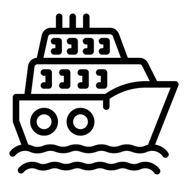 Su dalgaları üzerinde yelken açan büyük bir yolcu gemisinin minimalist simgesi