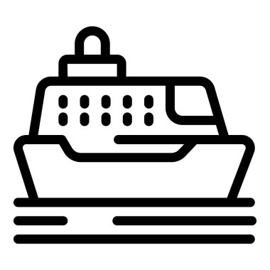 Su dalgaları üzerinde yelken açan bir feribot için siyah çizgi simgesi