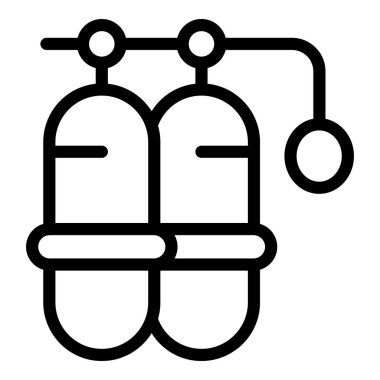 Scuba oksijen tankının basit siyah ve beyaz simgesi. Su altı dünyasını keşfetmek ve keşfetmek için gerekli.