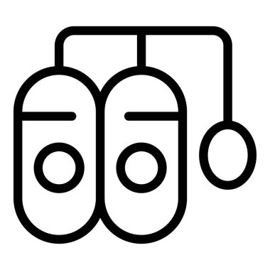 Oksijen maskesinin asılı duran basit siyah beyaz çizgi simgesi, acil durumlarda oksijen takviyesi yapmaya hazır.